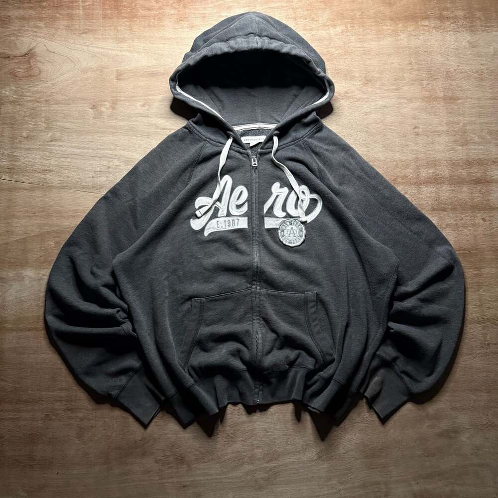 Aeropostale Women’s Zip Up Hoodie Size XL Gray Logo Graphic